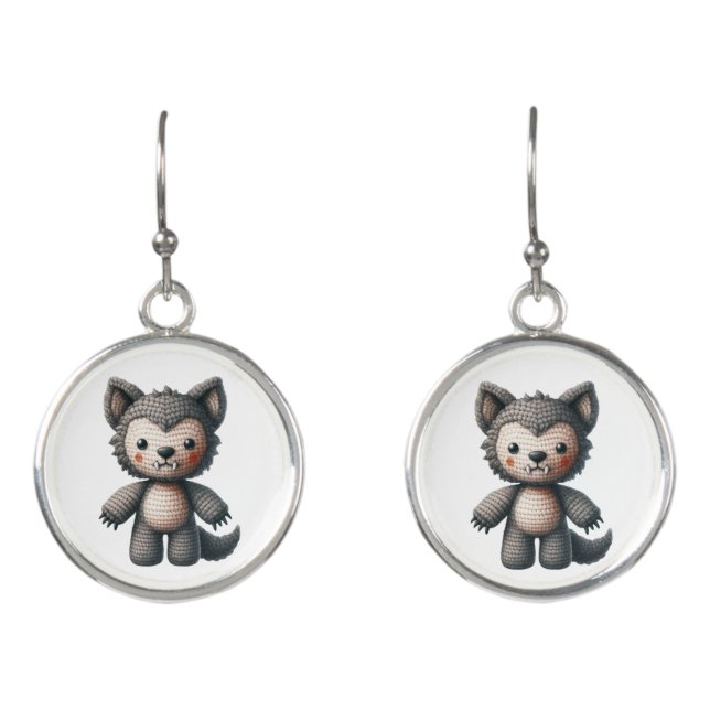 Crochet Werewolf Earrings (Front)