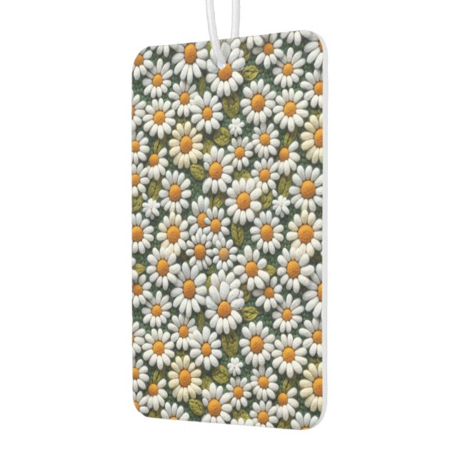 Crochet White Daisies Spring Wildflowers Air Freshener (Left)