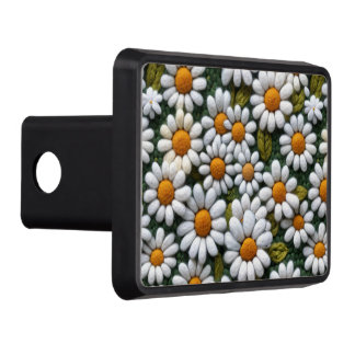 Crochet White Daisies Spring Wildflowers Hitch Cover