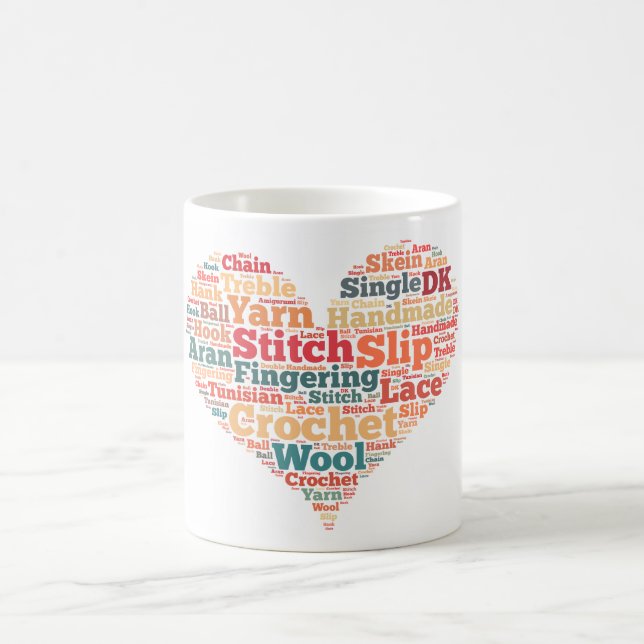 Crochet Word Cloud Coffee Mug (Center)