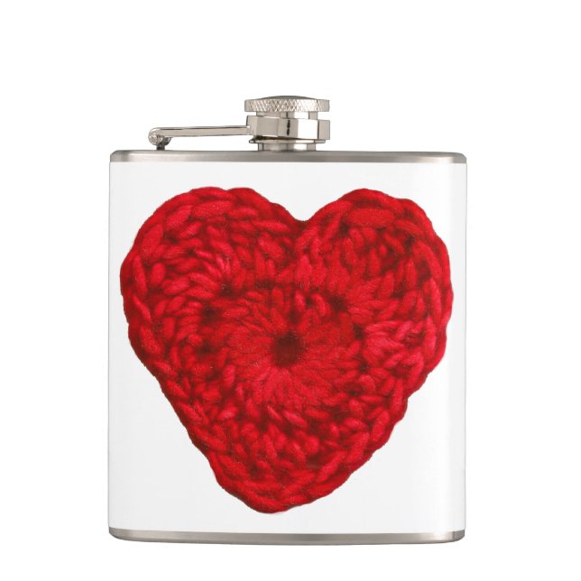 Crochet Yarn Heart Handmade Flask (Front)