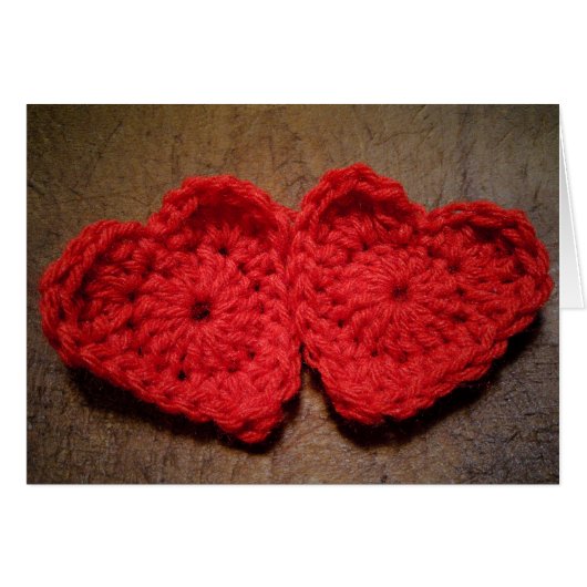 Crochet Yarn Hearts on Wood Handmade (Front Horizontal)