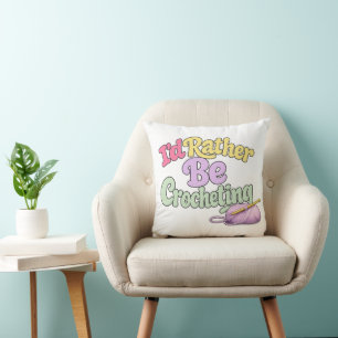Crochet Yarn Lover Throw Pillow