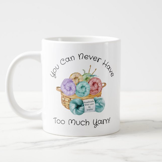 Crochet Yarn Personalized Giant Coffee Mug (Left)