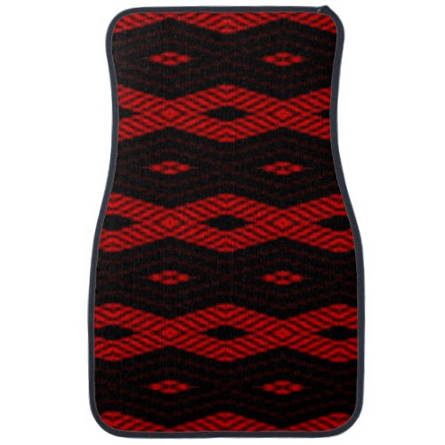 Crocheted Black  Red Car Floor Mat