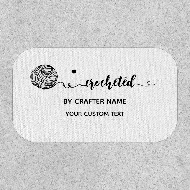 Crocheted by (crafter Name)  Patch (Front)