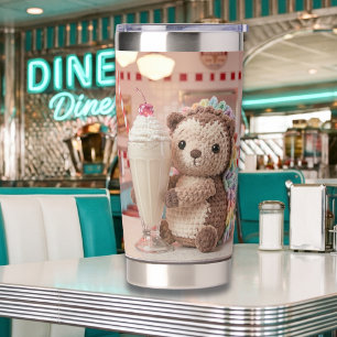 Crocheted Hedgehog and Milkshake at Retro Diner Insulated Tumbler