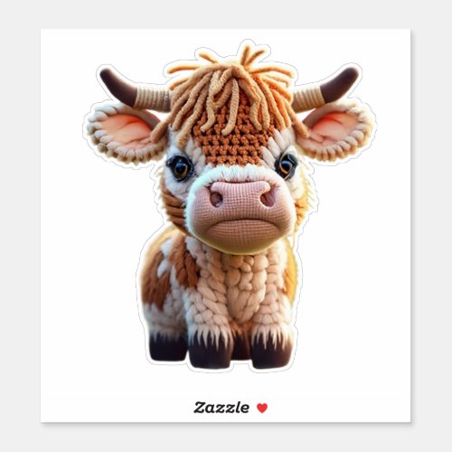 Crocheted Highland Cow Sticker