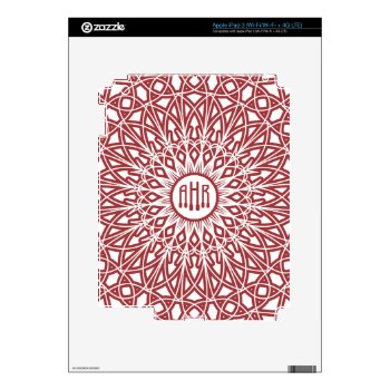 Crocheted Lace Monogram Ipad Skin - Brick Red by StriveDesigns at Zazzle