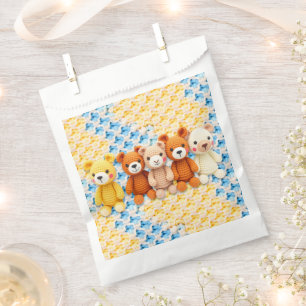 Crocheted Stuffed Animals Blue and Yellow Favor Bag