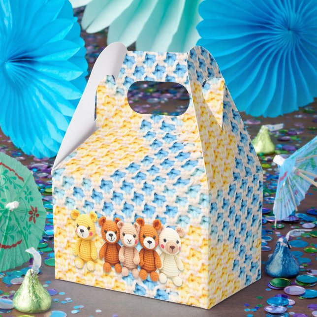 Crocheted Stuffed Animals Blue and Yellow Favor Boxes (Party)