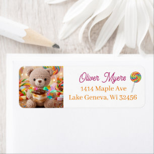 Crocheted Teddy Bear with S'more Personalized Label