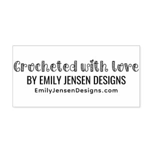 Crocheted with Love #1 Business Name Website URL Self-inking Stamp