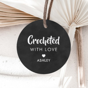 Crocheted with Love, Handmade Gift Tag, Chalkboard Favor Tags