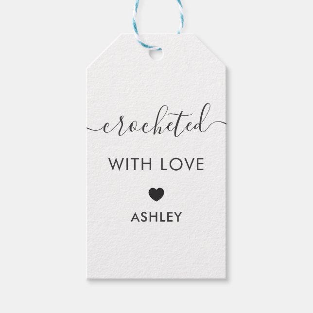 Crocheted with Love, Handmade Gift Tag, Kraft Tags (Front)