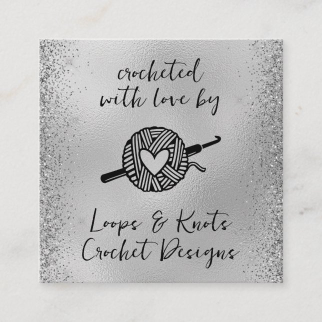 Crocheted With Love Square Business Card (Front)