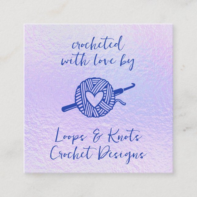 Crocheted With Love Square Business Card (Front)