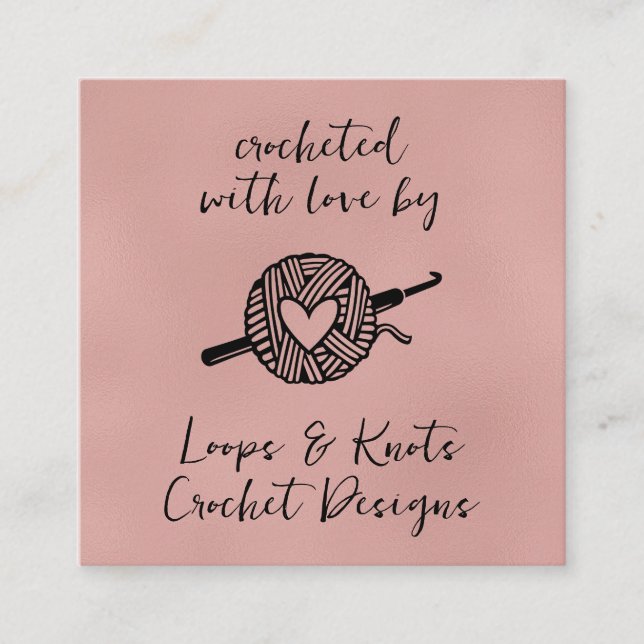 Crocheted With Love  Square Business Card (Front)