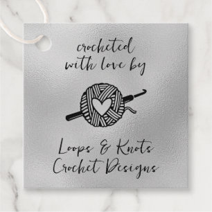 Crocheted With Love Square Favor Tags
