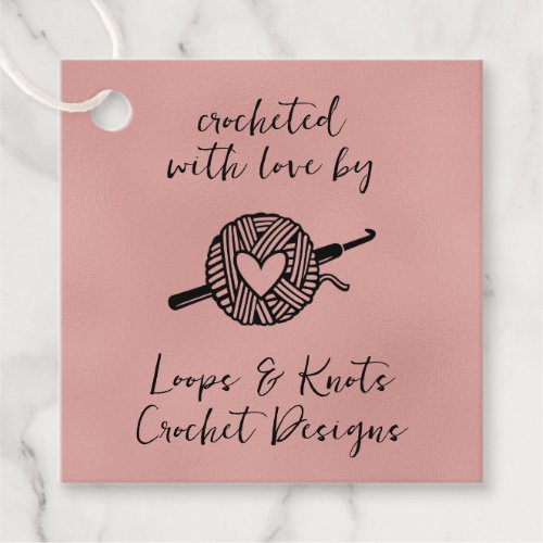 Crocheted With Love Square Favor Tags