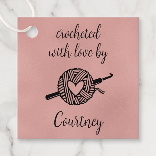 Crocheted With Love Square  Favor Tags