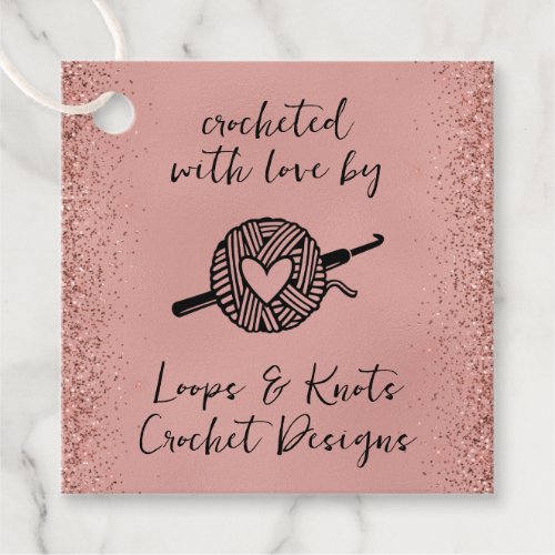 Crocheted With Love Square Favor Tags