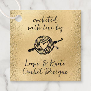 Crocheted With Love Square Favor Tags
