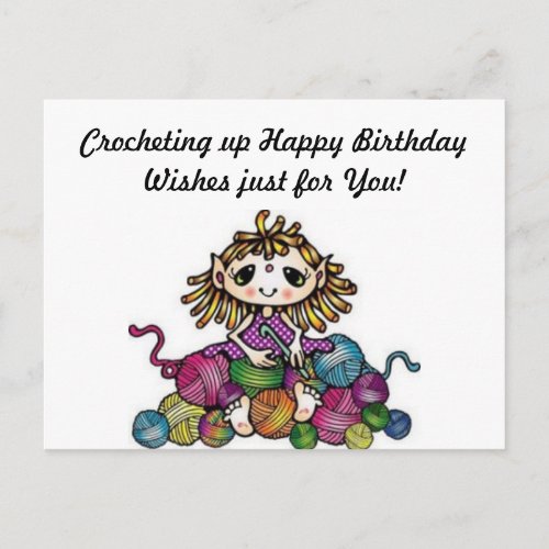 Crocheting Birthday Wishes Postcard