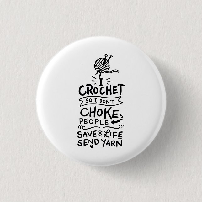Crocheting Crocheter Gift Button (Front)