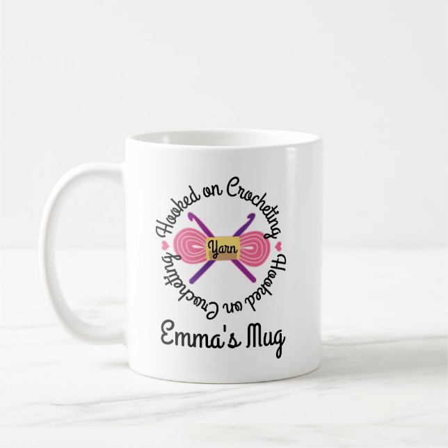 Crocheting Gift Crochet Hook Yarn Coffee Mug (Left)