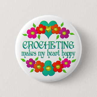 Crocheting Heart Happy Button