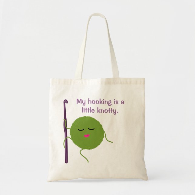 Crocheting humor tote bag (Front)