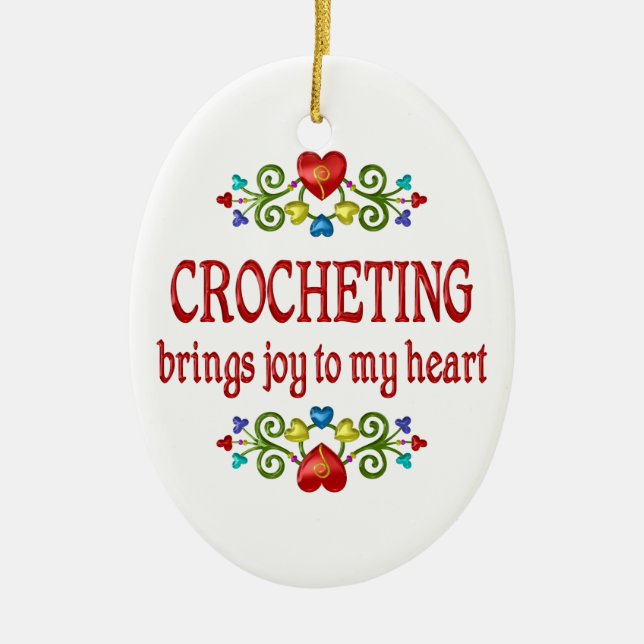 Crocheting Joy Ceramic Ornament (Front)