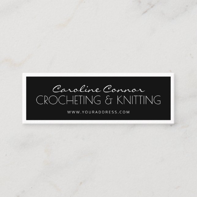 Crocheting & Knitting Black & White Bordered Card (Front)