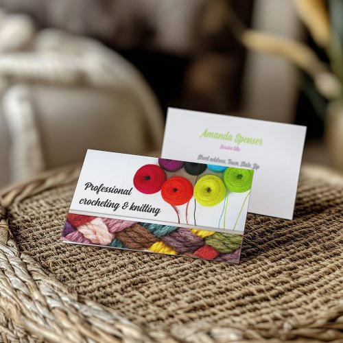 Crocheting &amp; Knitting Colorful Business Card