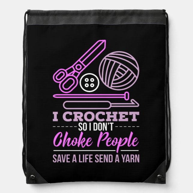 Crocheting Knitting Gift Drawstring Bag (Front)