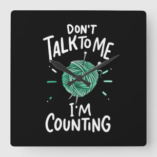 Crocheting Knitting Square Wall Clock