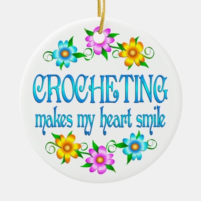 Crocheting Smiles Ceramic Ornament (Front)