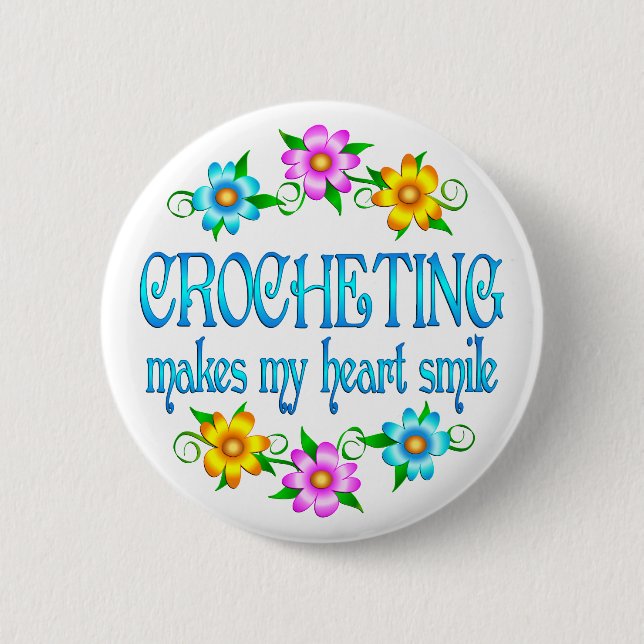 Crocheting Smiles Pinback Button (Front)
