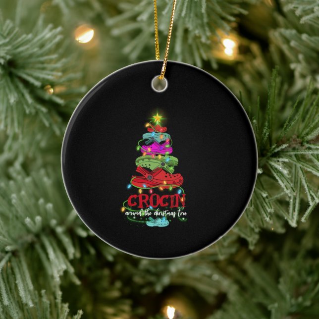 Crocin Around The Christmas Tree Ceramic Ornament (Tree)