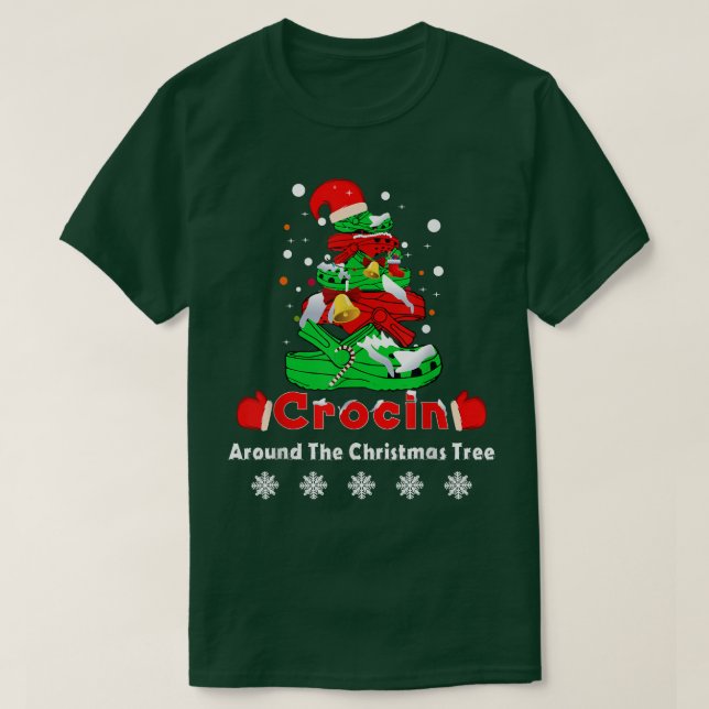 Crocin Around The Christmas Tree Funny Christmas T T-Shirt (Design Front)