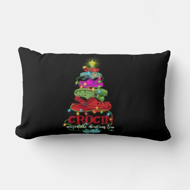 Crocin Around The Christmas Tree Lumbar Pillow (Front)