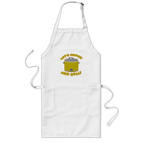  Crock And Roll Time Slow Cooker Cartoon Art Long Apron