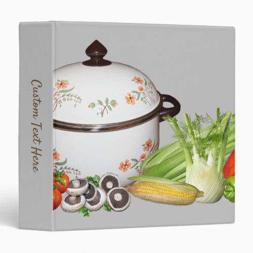 Crock Pot with Vegetables Personalize Recipe 3 Ring Binder