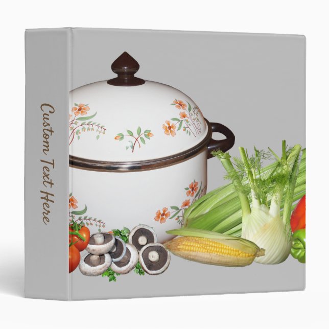Crock Pot with Vegetables Personalize Recipe 3 Ring Binder (Front/Spine)