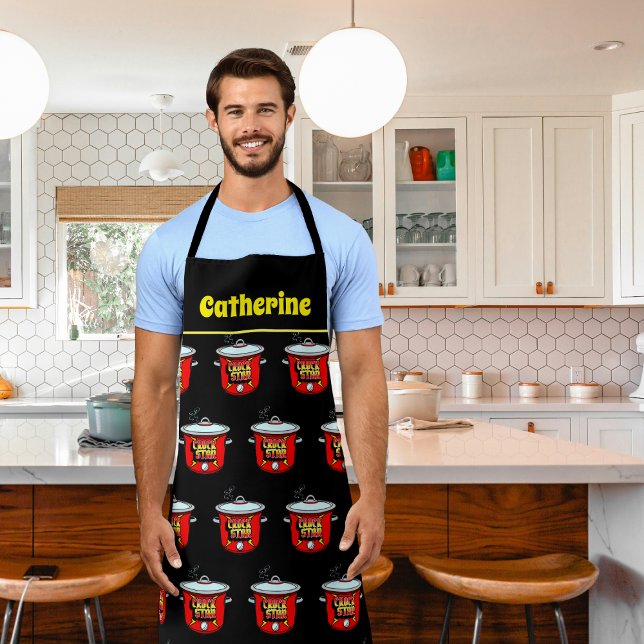 Crock Star Crock Pot Cooking Custom Apron (Crock Star Collection - Apron with Custom Name)