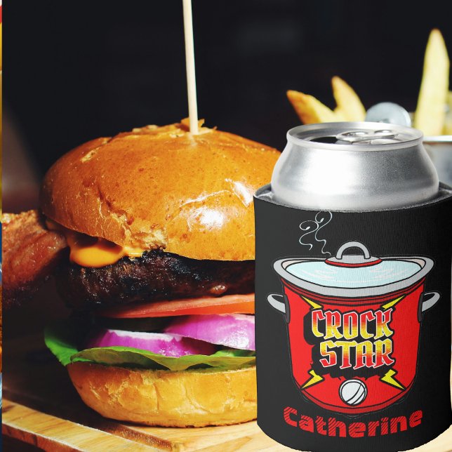 Crock Star Crock Pot  Personalized Can Cooler (Crock Star Collection - Can Cooler with Custom Name)