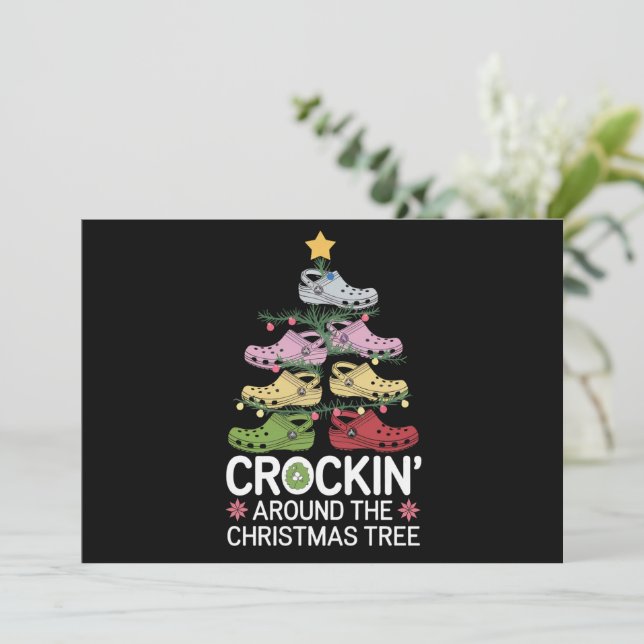 Crockin' Around The Christmas Tree Holiday Card (Standing Front)