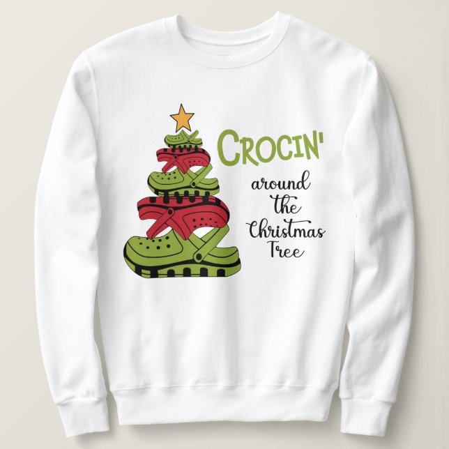 Crockin' around the tree women's sweatshirt (Design Front)