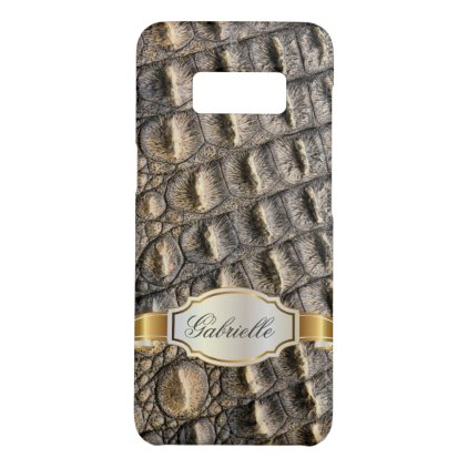 Crocodil Skin Gold Ribbon Monogram Case-Mate Samsung Galaxy S8 Case